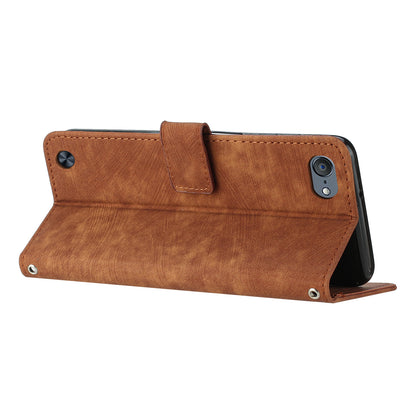 For iPod Touch 5 / 6 / (2019) Phone Case PU Leather Stand Wallet Skin-touch Lines Imprinted Cover