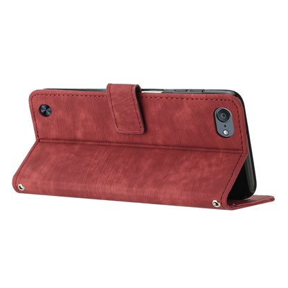 For iPod Touch 5 / 6 / (2019) Phone Case PU Leather Stand Wallet Skin-touch Lines Imprinted Cover