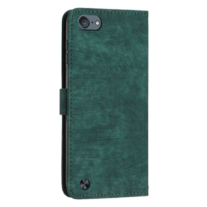 For iPod Touch 5 / 6 / (2019) Phone Case PU Leather Stand Wallet Skin-touch Lines Imprinted Cover