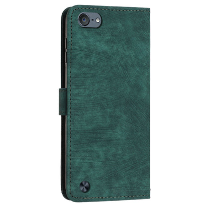 For iPod Touch (2019) / Touch 6 / Touch 5 Crossbody Wallet Case PU Leather Lines Imprinted Stand Phone Cover