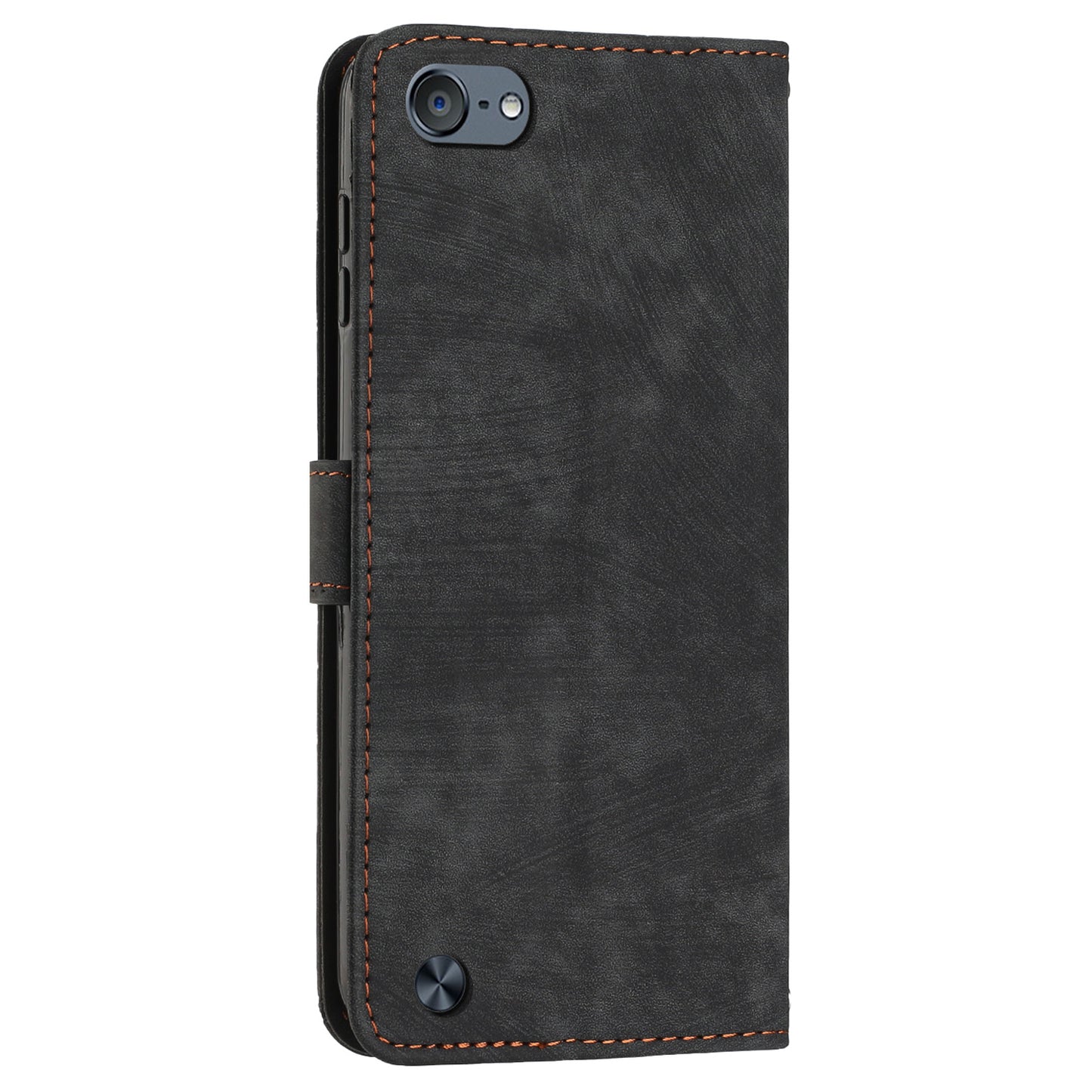 For iPod Touch (2019) / Touch 6 / Touch 5 Crossbody Wallet Case PU Leather Lines Imprinted Stand Phone Cover