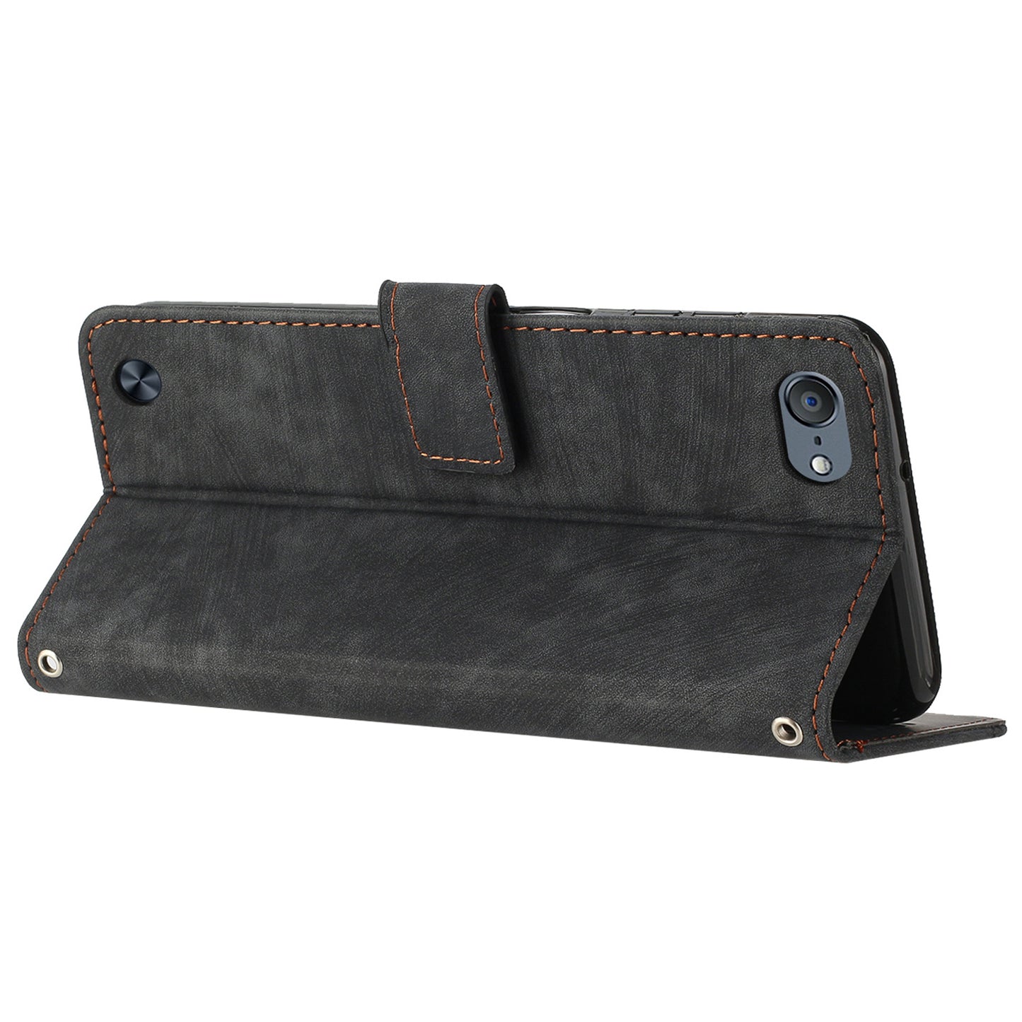 For iPod Touch (2019) / Touch 6 / Touch 5 Crossbody Wallet Case PU Leather Lines Imprinted Stand Phone Cover