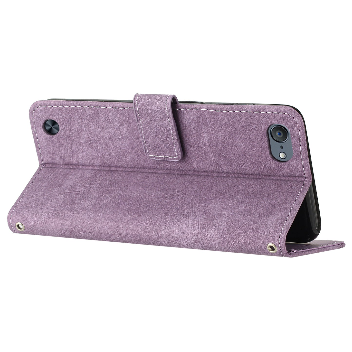 For iPod Touch (2019) / Touch 6 / Touch 5 Crossbody Wallet Case PU Leather Lines Imprinted Stand Phone Cover