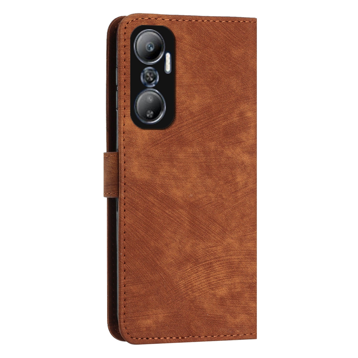 For Infinix Hot 20 4G Skin-touch Leather Phone Case Lines Imprinted Cover with Stand Wallet