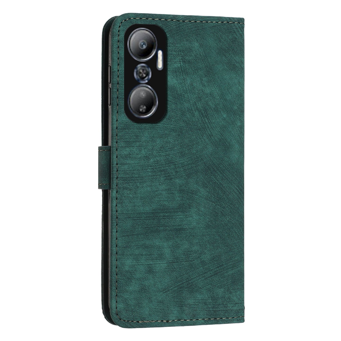 For Infinix Hot 20 4G Skin-touch Leather Phone Case Lines Imprinted Cover with Stand Wallet