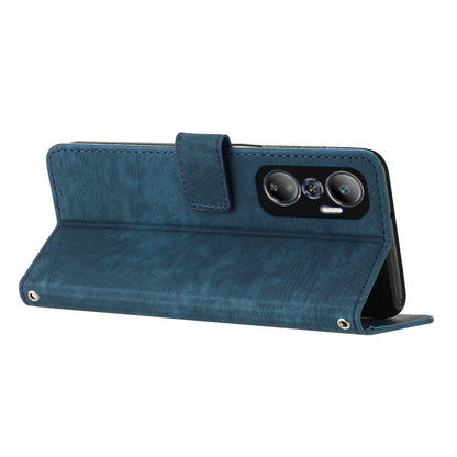 For Infinix Hot 20 4G Skin-touch Leather Phone Case Lines Imprinted Cover with Stand Wallet