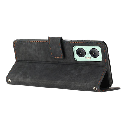 For Infinix Hot 20 5G Lines Imprinted Phone Case Leather Stand Skin-touch Wallet Cover