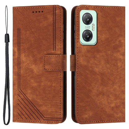 For Infinix Hot 20 5G Lines Imprinted Phone Case Leather Stand Skin-touch Wallet Cover