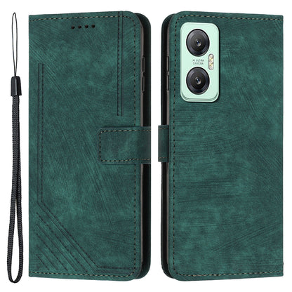 For Infinix Hot 20 5G Lines Imprinted Phone Case Leather Stand Skin-touch Wallet Cover