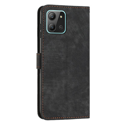 For Infinix Hot 11 2022 4G Leather Phone Cover Wallet Stand Skin-touch Lines Imprinted Case