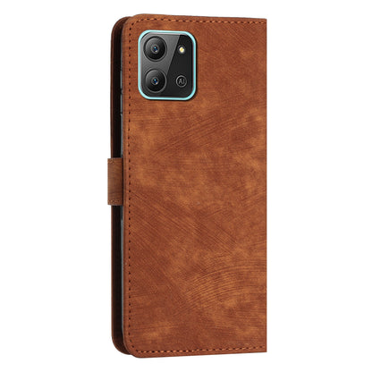 For Infinix Hot 11 2022 4G Leather Phone Cover Wallet Stand Skin-touch Lines Imprinted Case