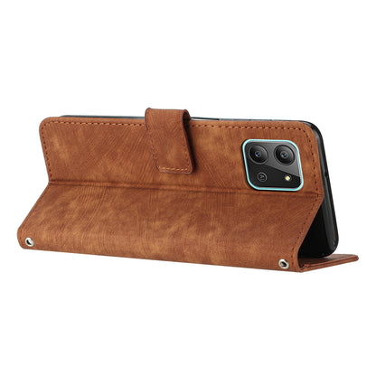 For Infinix Hot 11 2022 4G Leather Phone Cover Wallet Stand Skin-touch Lines Imprinted Case