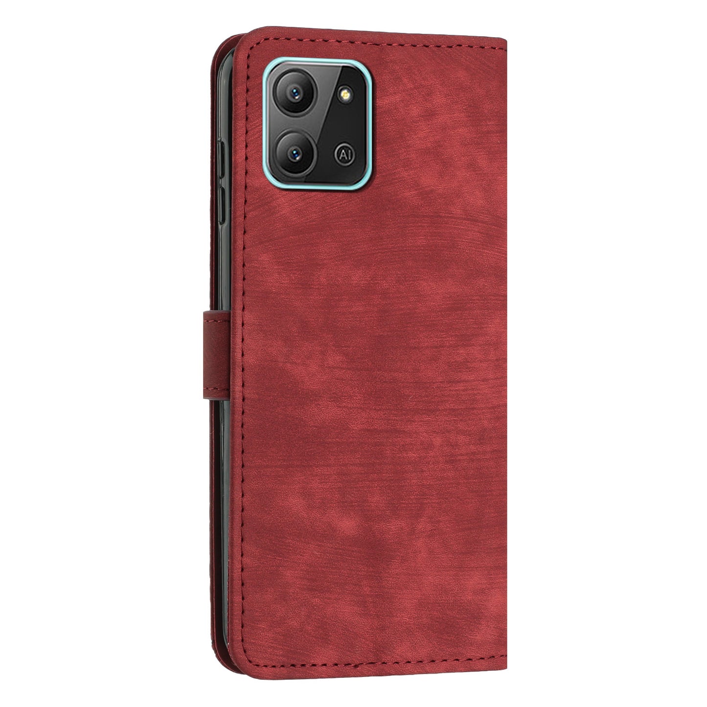 For Infinix Hot 11 2022 4G Leather Phone Cover Wallet Stand Skin-touch Lines Imprinted Case