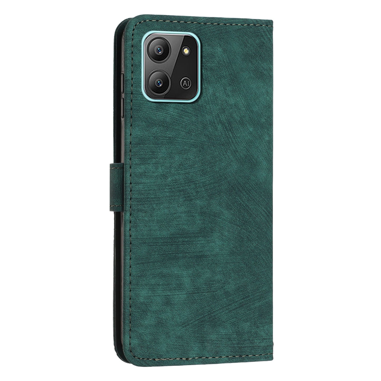 For Infinix Hot 11 2022 4G Leather Phone Cover Wallet Stand Skin-touch Lines Imprinted Case