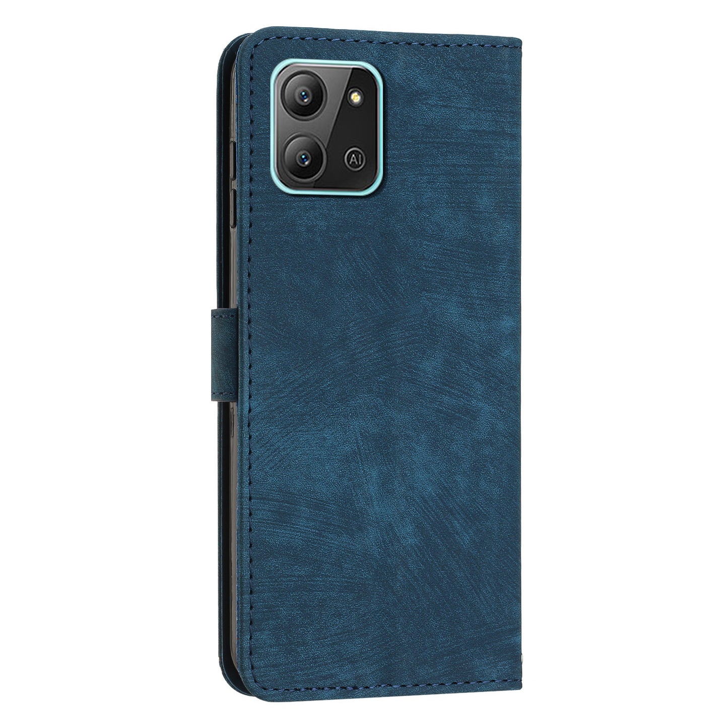 For Infinix Hot 11 2022 4G Leather Phone Cover Wallet Stand Skin-touch Lines Imprinted Case