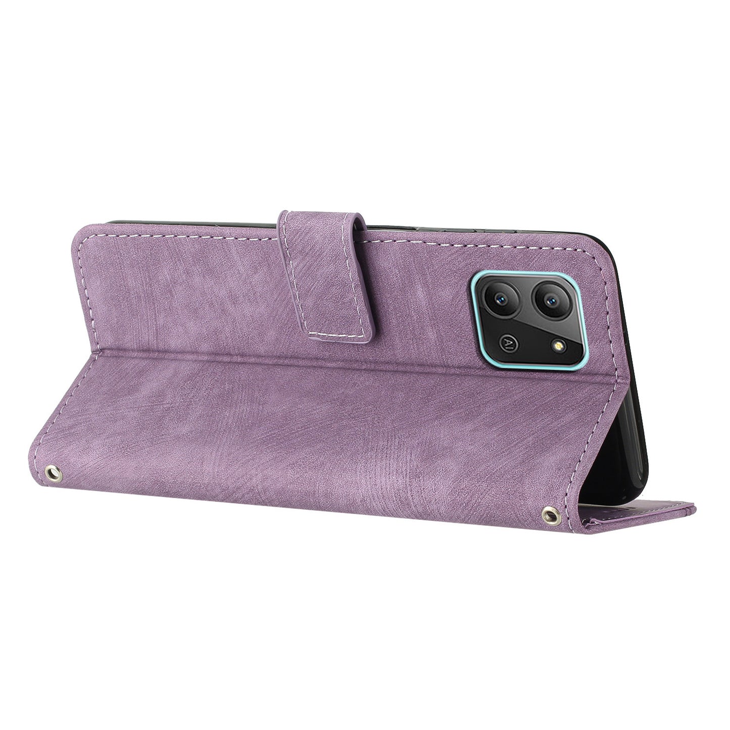 For Infinix Hot 11 2022 4G Leather Phone Cover Wallet Stand Skin-touch Lines Imprinted Case