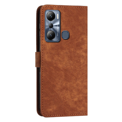 For Infinix Hot 20 Play 4G PU Leather Wallet Case Lines Imprinted Stand Skin-touch Phone Cover