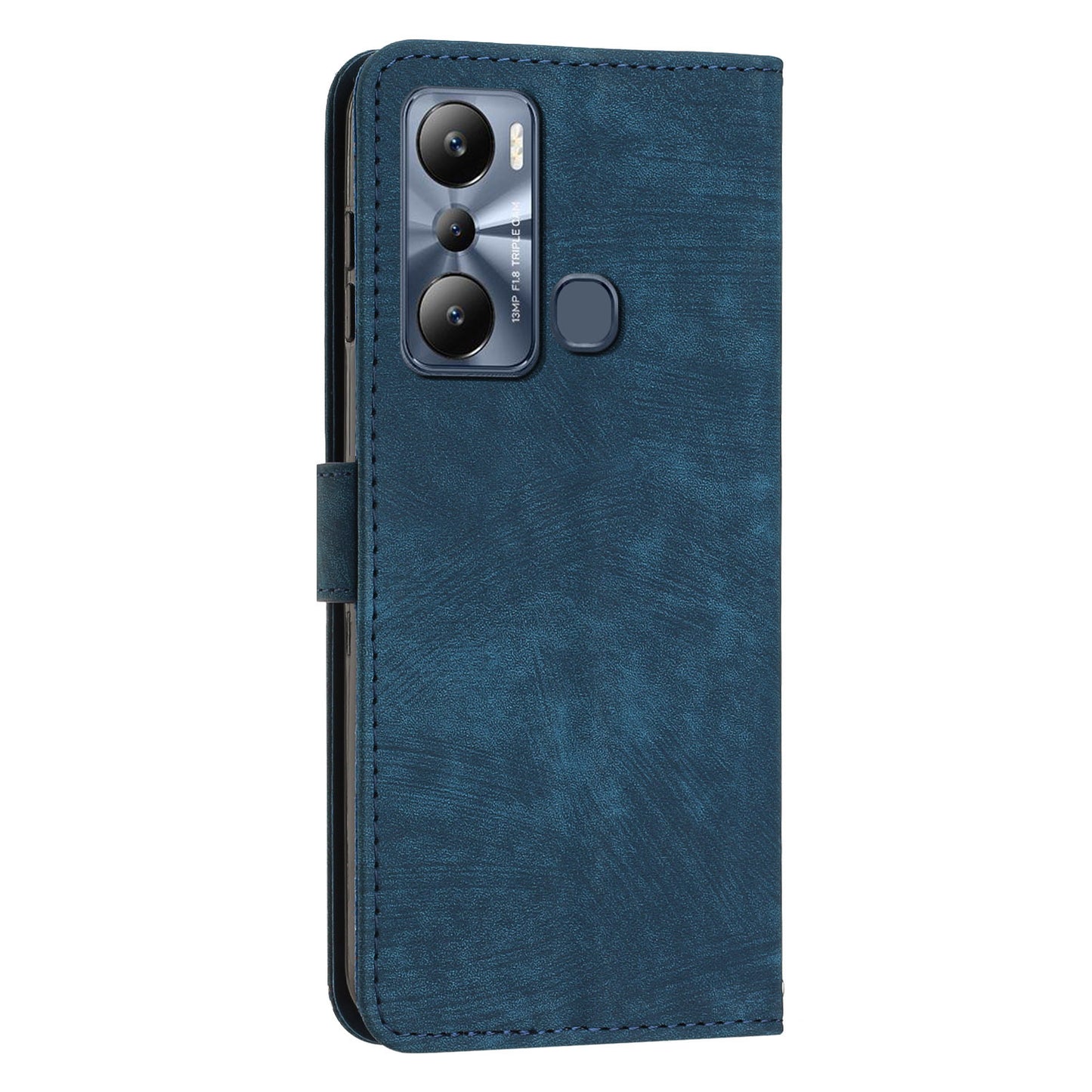 For Infinix Hot 20 Play 4G PU Leather Wallet Case Lines Imprinted Stand Skin-touch Phone Cover