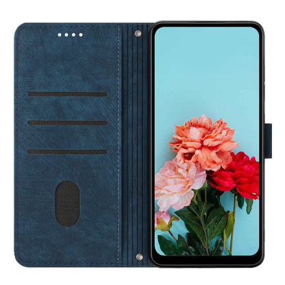 For Infinix Hot 20 Play 4G PU Leather Wallet Case Lines Imprinted Stand Skin-touch Phone Cover
