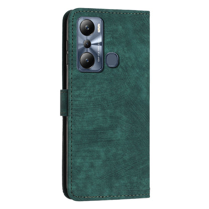 For Infinix Hot 20i 4G Stand PU Leather Case Skin-touch Lines Imprinted Phone Wallet Cover