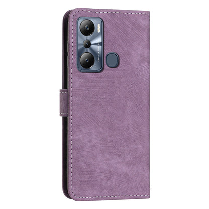 For Infinix Hot 20i 4G Stand PU Leather Case Skin-touch Lines Imprinted Phone Wallet Cover