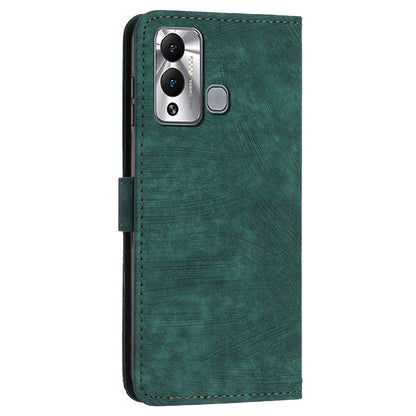 Flip Shell for Infinix Hot 12 Play 4G PU Leather Phone Case Lines Imprinted Stand Wallet Cover