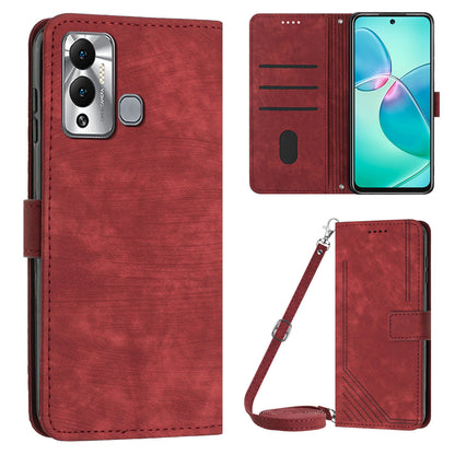 Flip Shell for Infinix Hot 12 Play 4G PU Leather Phone Case Lines Imprinted Stand Wallet Cover