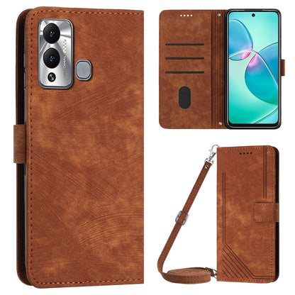 Flip Shell for Infinix Hot 12 Play 4G PU Leather Phone Case Lines Imprinted Stand Wallet Cover