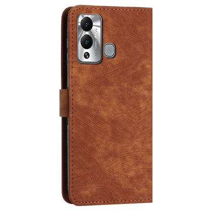 Flip Shell for Infinix Hot 12 Play 4G PU Leather Phone Case Lines Imprinted Stand Wallet Cover