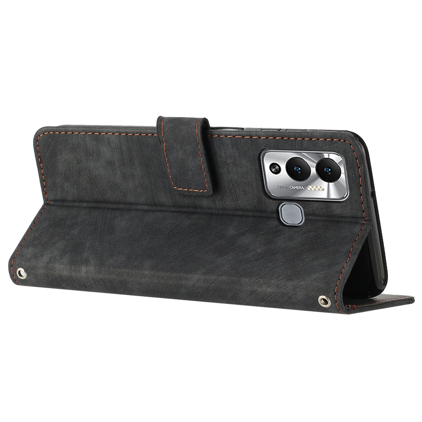 Flip Shell for Infinix Hot 12 Play 4G PU Leather Phone Case Lines Imprinted Stand Wallet Cover