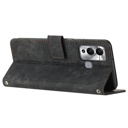 Flip Shell for Infinix Hot 12 Play 4G PU Leather Phone Case Lines Imprinted Stand Wallet Cover