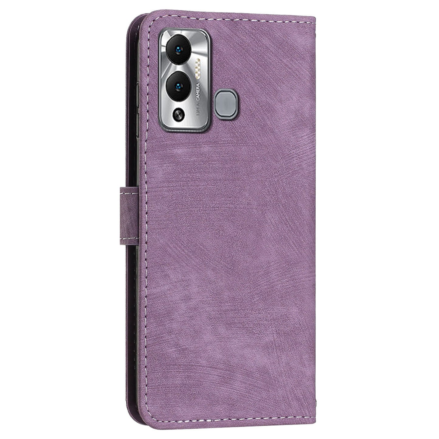 Flip Shell for Infinix Hot 12 Play 4G PU Leather Phone Case Lines Imprinted Stand Wallet Cover