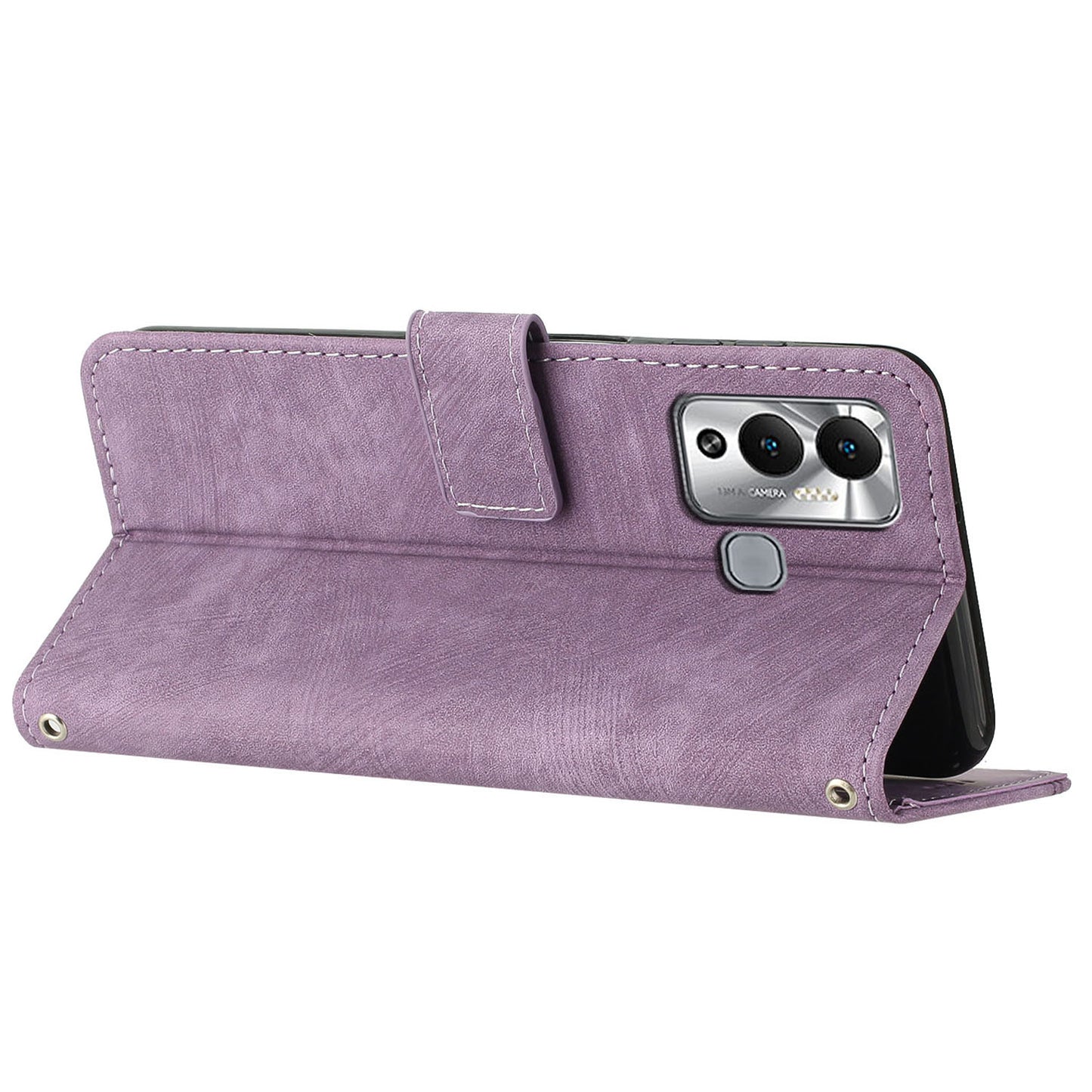 Flip Shell for Infinix Hot 12 Play 4G PU Leather Phone Case Lines Imprinted Stand Wallet Cover