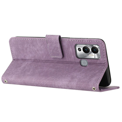 Flip Shell for Infinix Hot 12 Play 4G PU Leather Phone Case Lines Imprinted Stand Wallet Cover