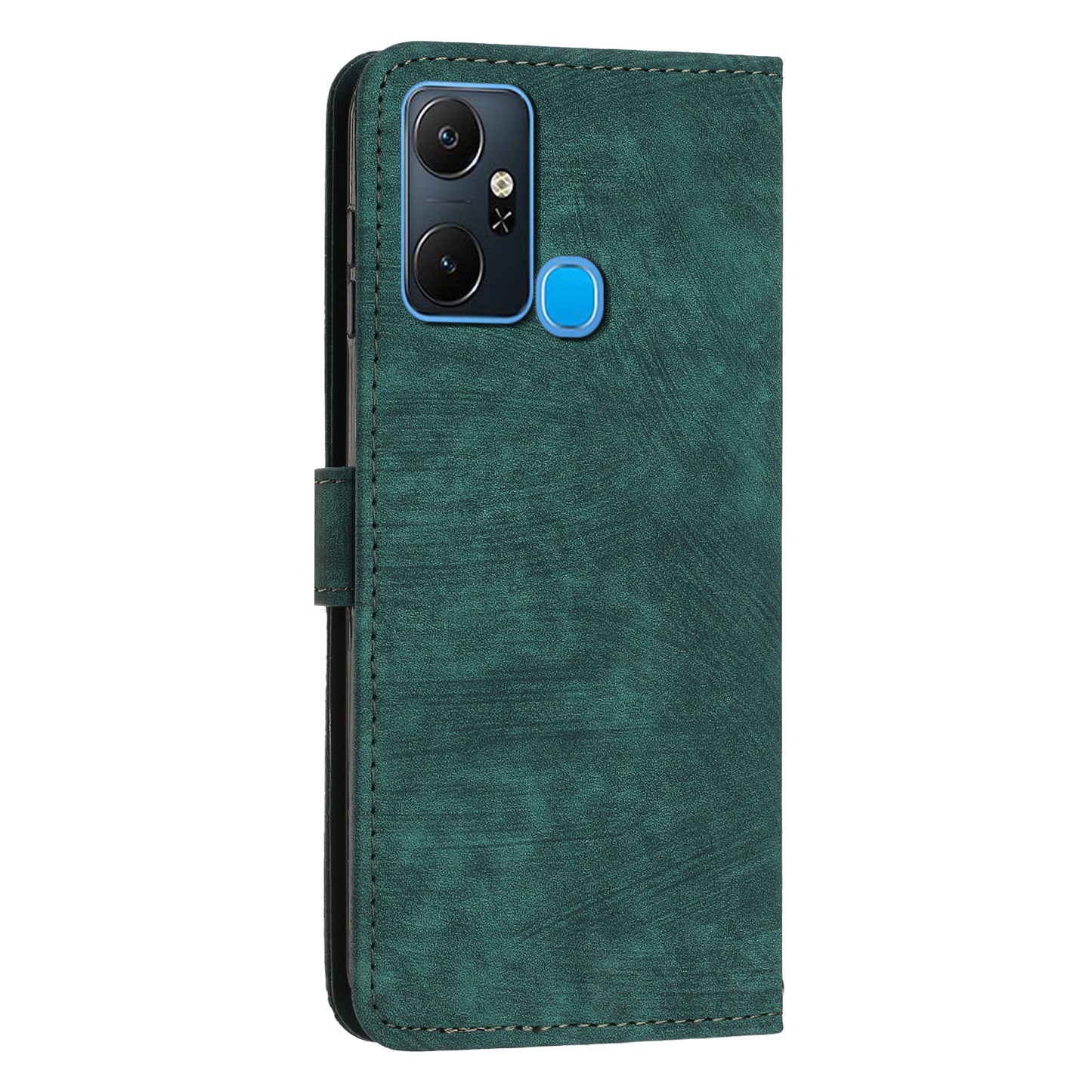 For Infinix Smart 6 Plus (India) 4G Leather Case Stand Wallet Lines Imprinted Skin-touch Phone Cover