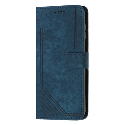 For Infinix Smart 6 Plus (India) 4G Leather Case Stand Wallet Lines Imprinted Skin-touch Phone Cover