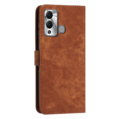 For Infinix Hot 12 Play 4G Skin-touch Wallet Phone Case Lines Imprinted Leather Stand Cover