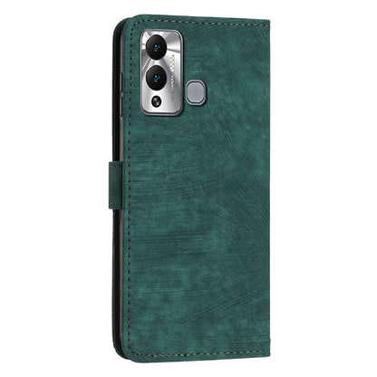 For Infinix Hot 12 Play 4G Skin-touch Wallet Phone Case Lines Imprinted Leather Stand Cover