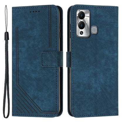 For Infinix Hot 12 Play 4G Skin-touch Wallet Phone Case Lines Imprinted Leather Stand Cover