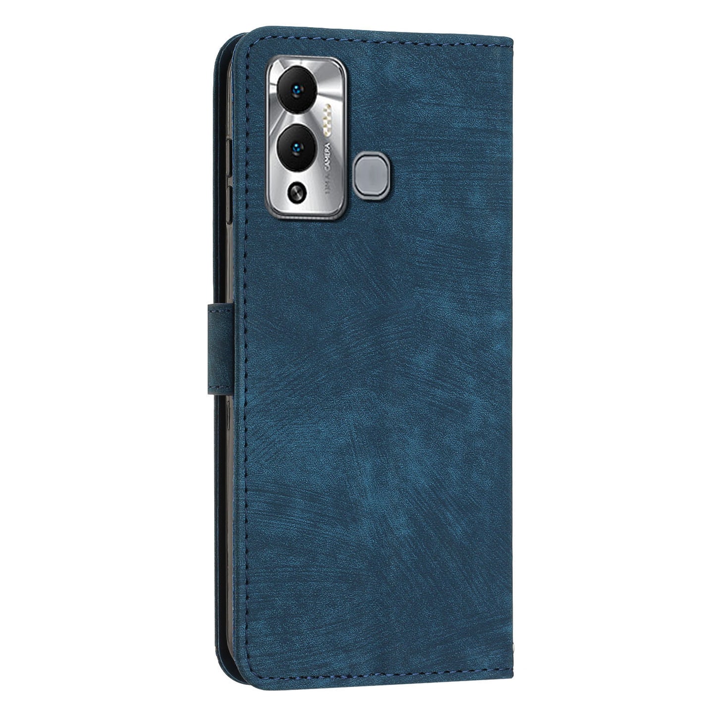 For Infinix Hot 12 Play 4G Skin-touch Wallet Phone Case Lines Imprinted Leather Stand Cover