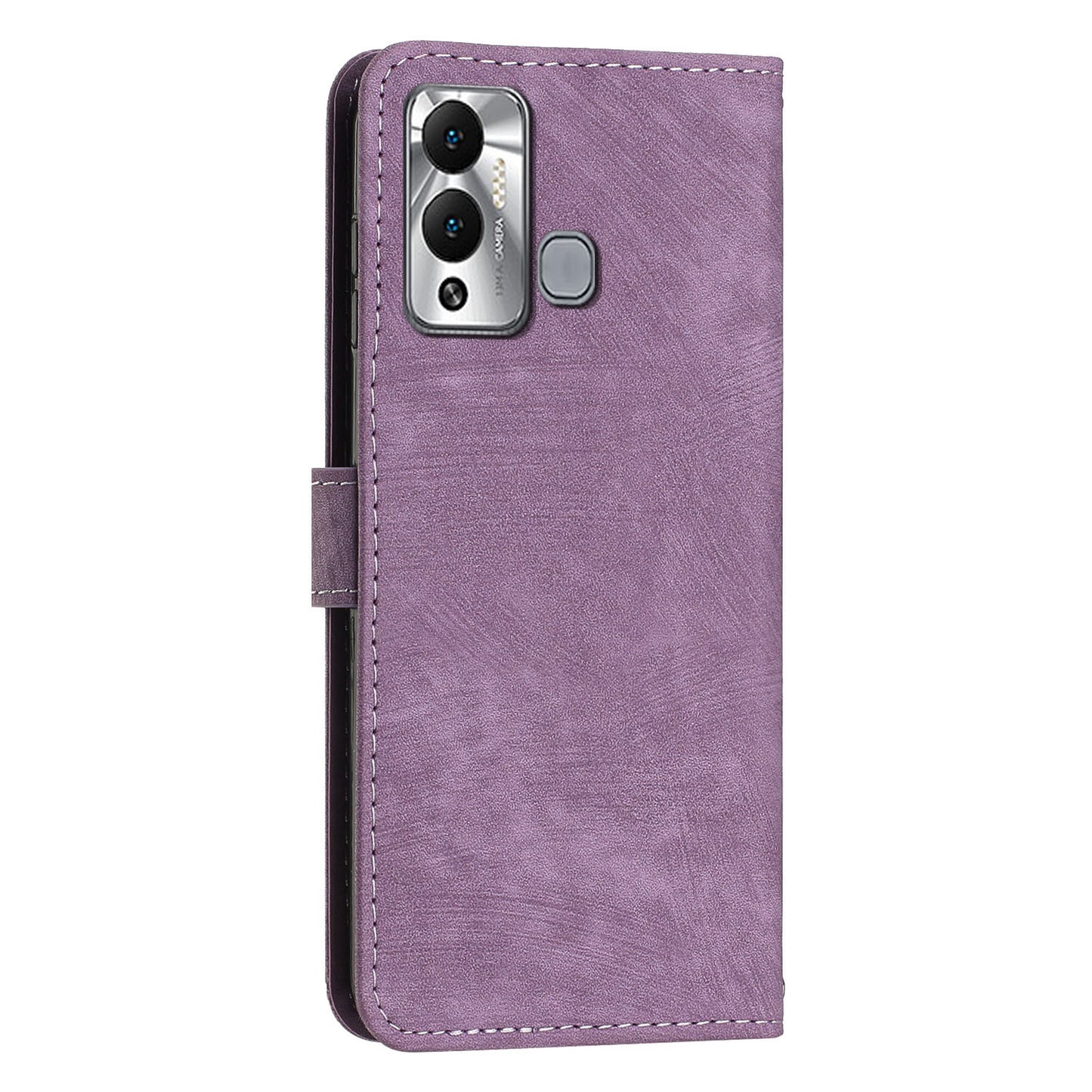 For Infinix Hot 12 Play 4G Skin-touch Wallet Phone Case Lines Imprinted Leather Stand Cover