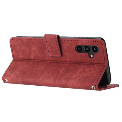 Lines Imprinted Phone Case for Samsung Galaxy A34 5G PU Leather Stand Flip Wallet Cover