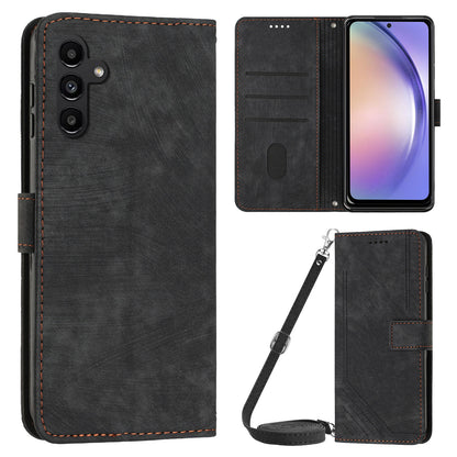 Phone Case for Samsung Galaxy A54 5G PU Leather Lines Imprinted Wallet Stand Flip Cover