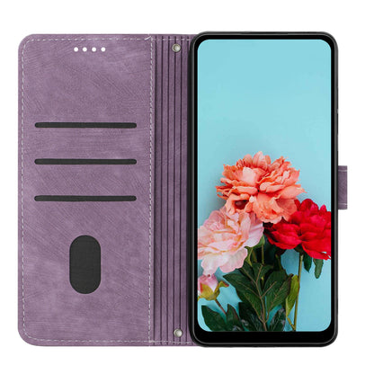 Phone Case for Samsung Galaxy A54 5G PU Leather Lines Imprinted Wallet Stand Flip Cover