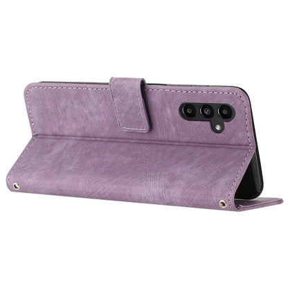 Phone Case for Samsung Galaxy A54 5G PU Leather Lines Imprinted Wallet Stand Flip Cover