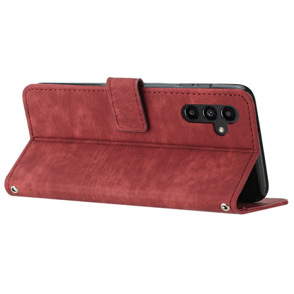 Phone Case for Samsung Galaxy A24 5G PU Leather Lines Imprinted Stand Flip Wallet Cover