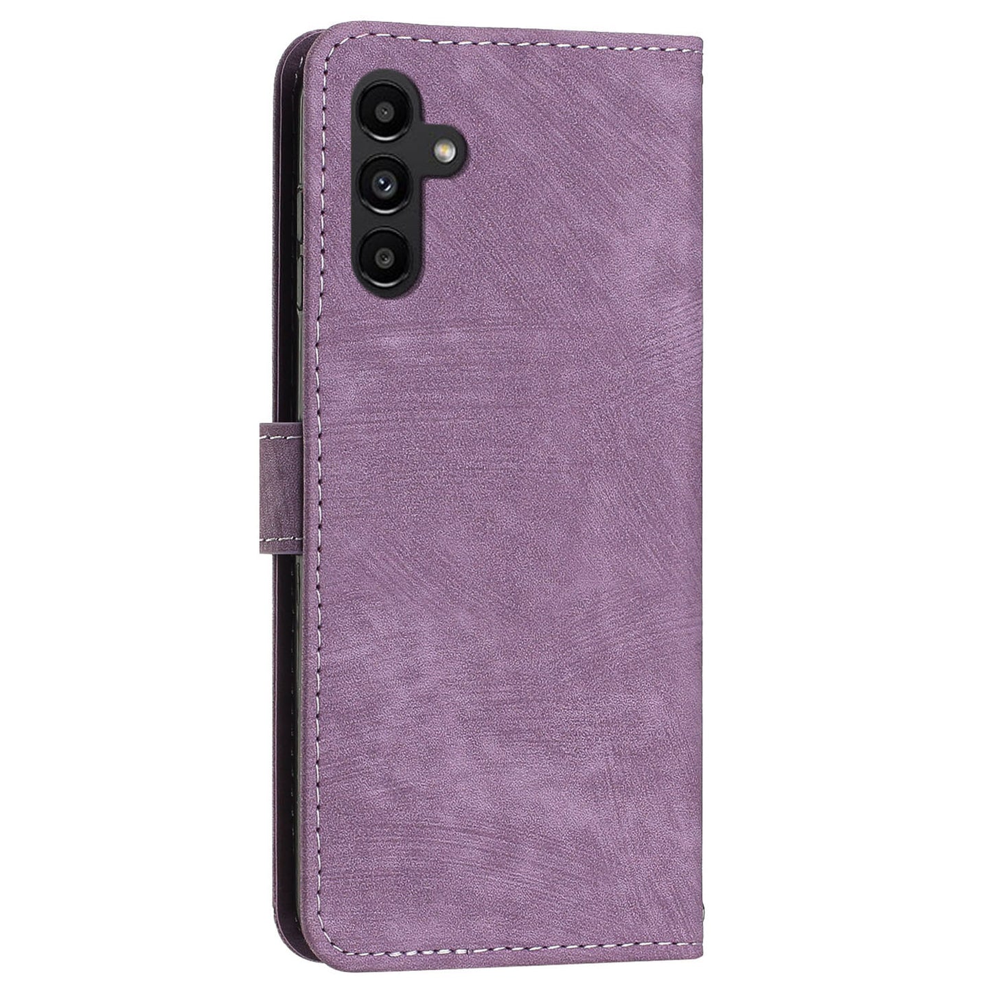 Phone Case for Samsung Galaxy A24 5G PU Leather Lines Imprinted Stand Flip Wallet Cover