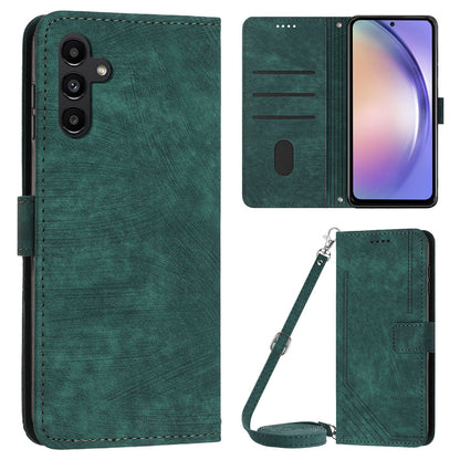 Phone Case for Samsung Galaxy A24 5G PU Leather Lines Imprinted Stand Flip Wallet Cover