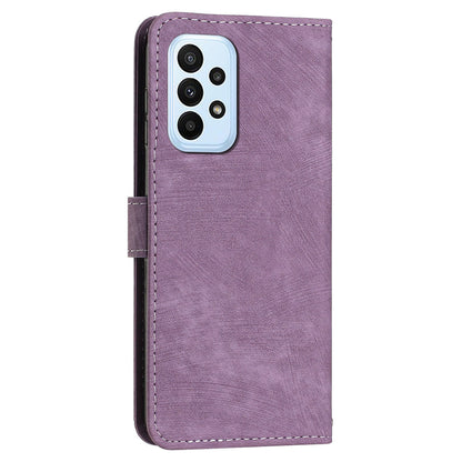 Skin-touch Feeling Wallet Case for Samsung Galaxy A33 5G , Lines Imprinted Stand PU Leather Phone Cover