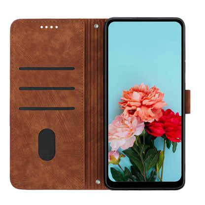 Skin-touch Feeling Wallet Case for Samsung Galaxy A33 5G , Lines Imprinted Stand PU Leather Phone Cover